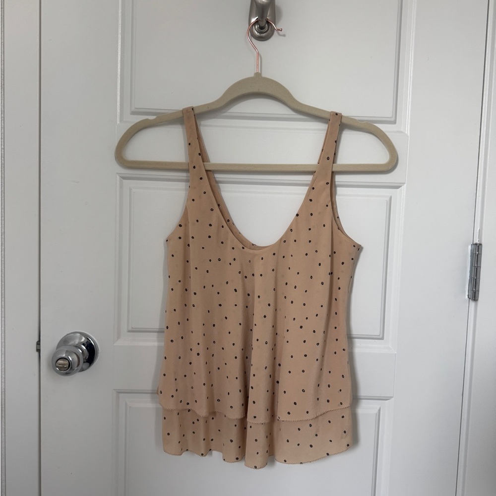 Talula Babaton Silk two tiered tank XXS cream polka dot